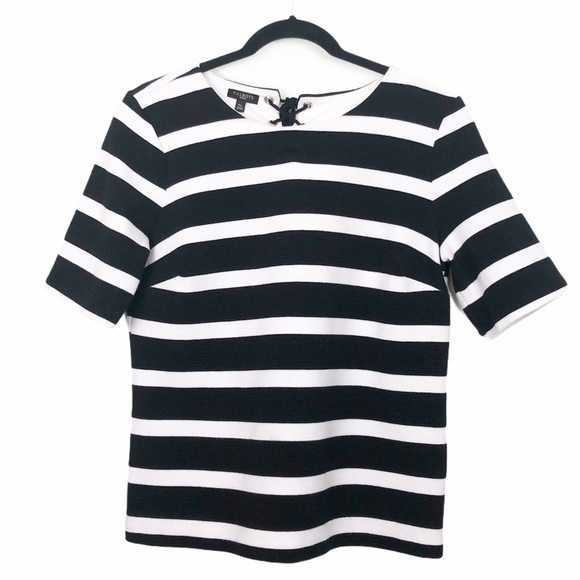 Talbots Tops - Talbots Boxy MP Tie Back Nautical 1/4 Sleeve Top